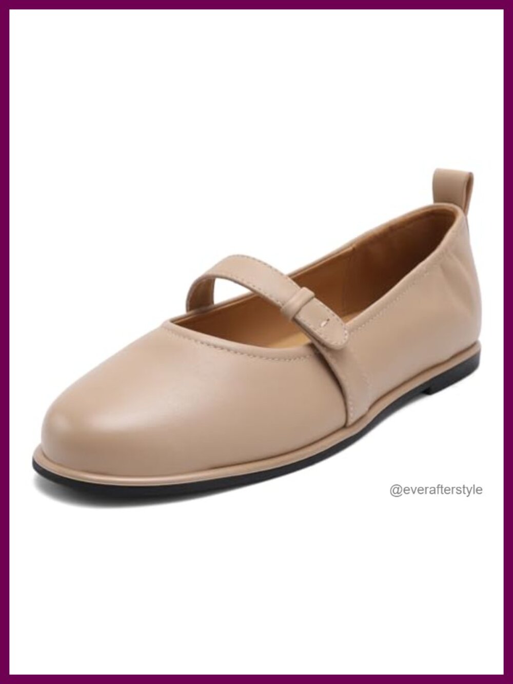 Genuine Leather Mary Jane Ballet Flats Round Toe Buckle Strap Womens Comfort